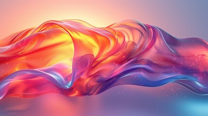Obraz premium A 3D render of an abstract dynamic background with gradient colors, geometric patterns, and fluid shapes. The abstract lines and waves create a lively and energetic look, perfect for modern design