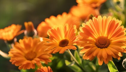 orange calendula flowers blooming in nature