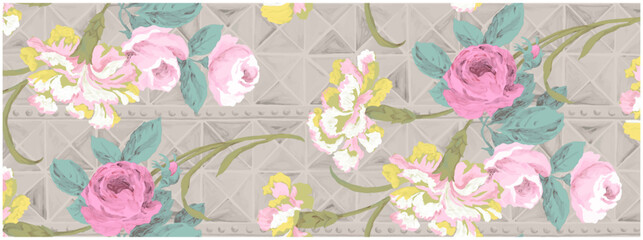 Textile cloth printing pattern flowers