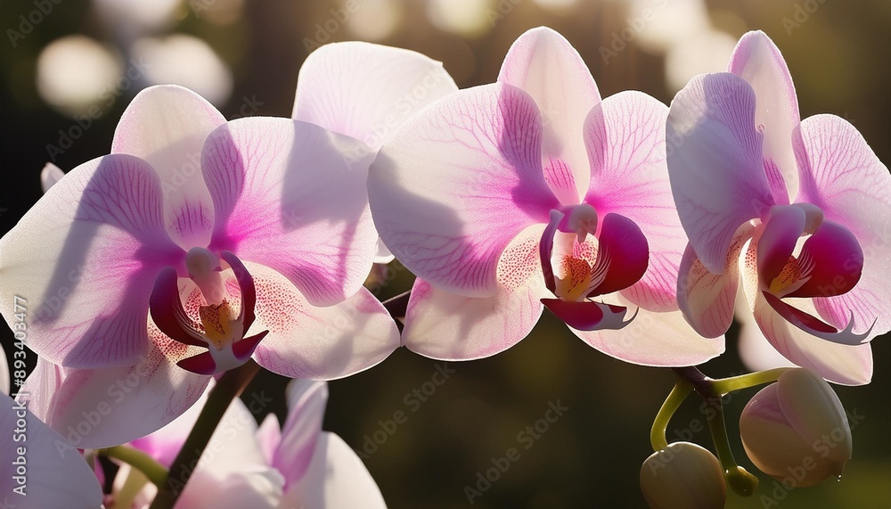 Poster pink white orchids latin orchidaceae