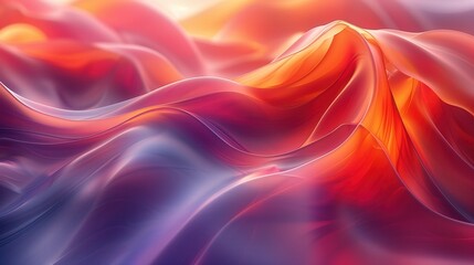 Obraz premium A detailed 3D render of abstract geometry and liquid, set against a gradient backdrop with abstract waves and lines. The vibrant colors and fluid motion create a captivating and modern visual