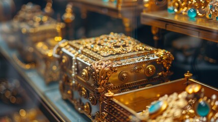 Golden Ornate Jewelry Boxes