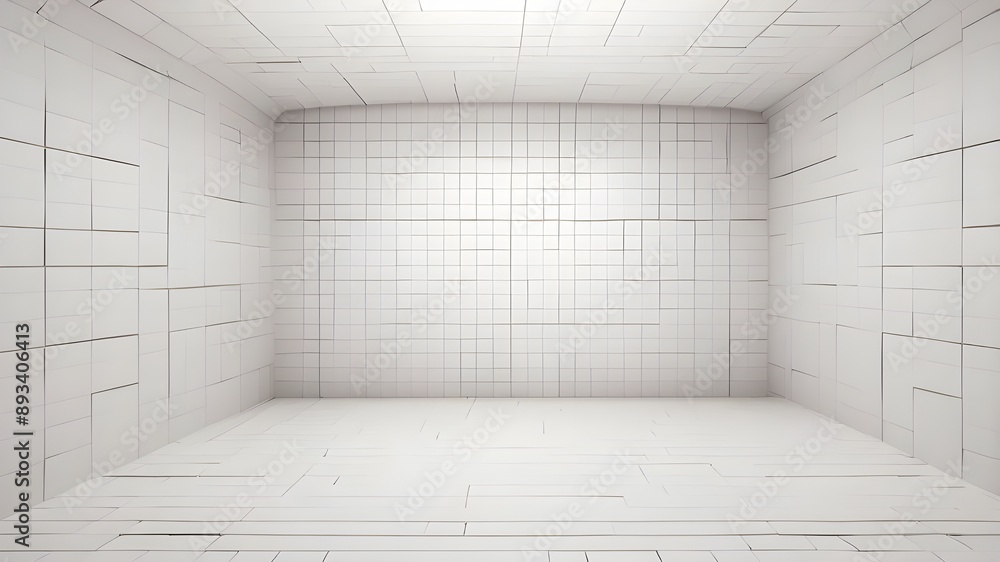 Poster symmetrical white grid background with tiles
