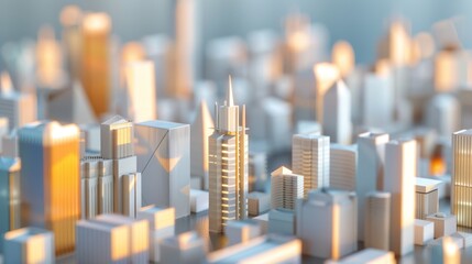 Obraz premium A metropolis characterized by buildings with facades resembling intricate origami folds.