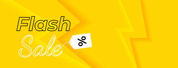 yellow flash sale banner background with bolts