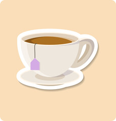 Steaming cup of tea brewing on a saucer with a floral background