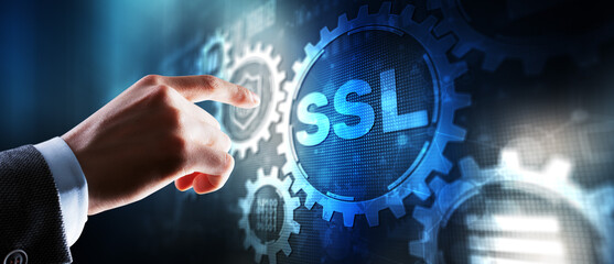 SSL Secure Sockets Layer concept. Secured communications concept
