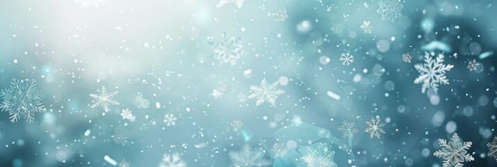 Fototapeta premium Escape to a winter wonderland where snowflakes fall gently, creating a magical scene that captivates the senses with its beauty. Embrace the peaceful atmosphere of the snowy landscape