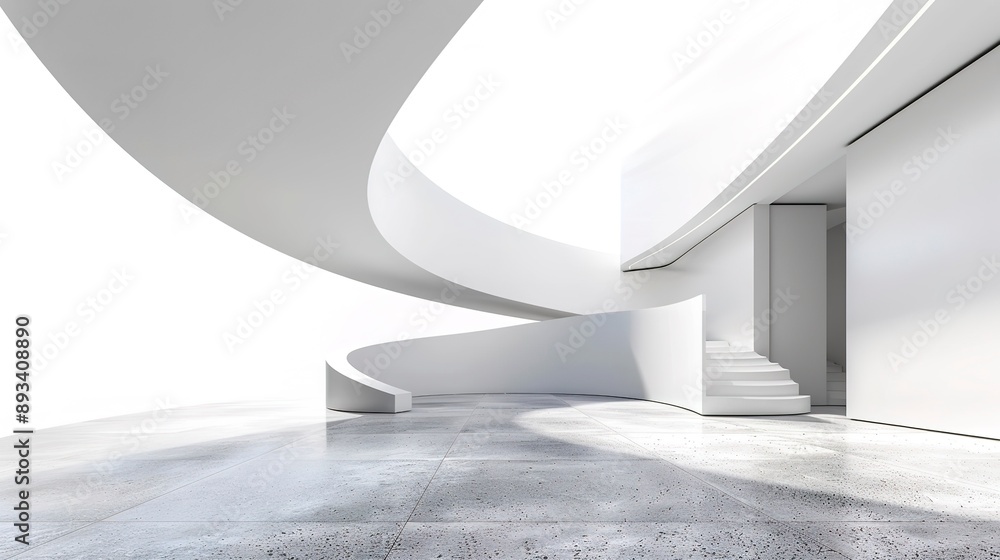 Poster empty minimal abstract architecture building interior or exterior concrete design with open space fl