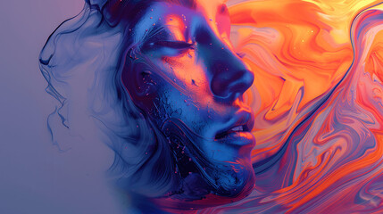 Abstracts of human portraits showing different human emotions and mental health problems