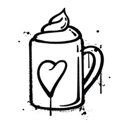 Vector graffiti spray ice cream cup love isolated on white background