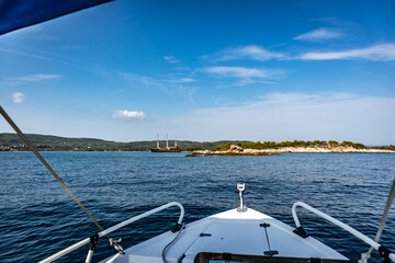 Fototapeta premium Early autumn near Vourvourou, Sithonia, Greece. Travel and holiday destination, Southeastern Europe