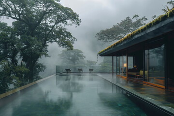 Luxurious Living in a Secluded Costa Rican Home with Sparkling Blue Pool Generated by AI