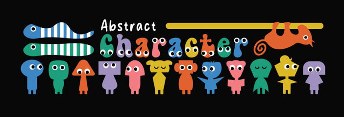 Abstract character collection.. Set of geometric character. Colorful graphic character.