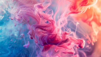 Abstract colorful ink in water creating swirling patterns