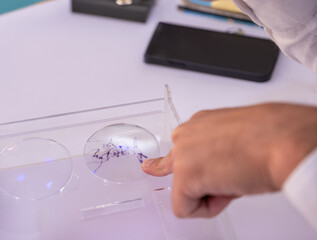 demonstrate the effectiveness of the transition within the lens between the clear state and the darkened sunshade state when exposed to light