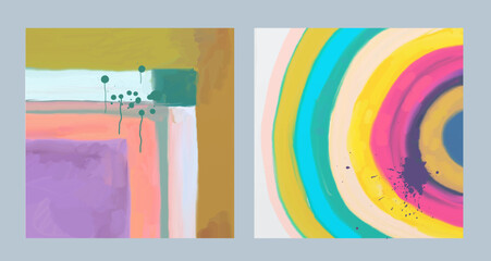 Art background and abstract design modern invitation posters, watercolor stain elements colorful splash set. Minimalist painted wall watercolor. Vector illustration. Abstract modern.