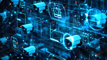 A network of security cameras is monitoring a facility.