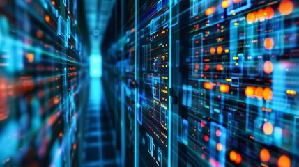 Binary code on a server rack