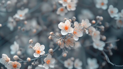 Tiny Flowers in Serene Grayscale