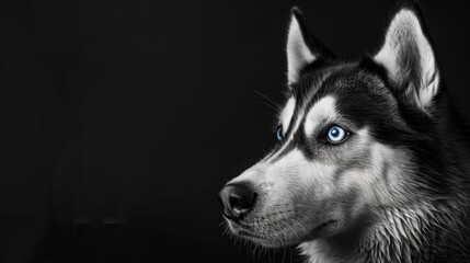 Fototapeta premium Husky Portrait with Blue Eyes
