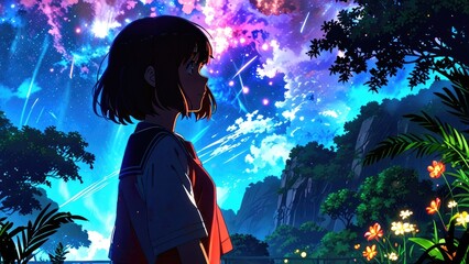 Celestial Dreamscape With Terrestrial Flowers