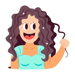 A flat style sticker of sleek hair 

