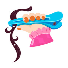 A flat style sticker of hair clip

