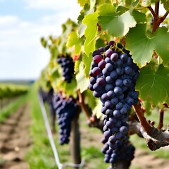 Naklejka premium red wine grapes on vine