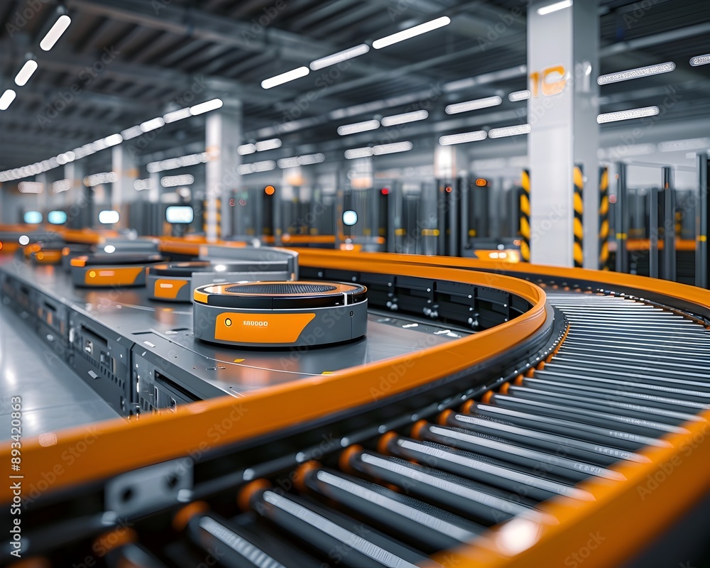 Poster automated logistics hub with smart sorting and delivery systems for efficient industry