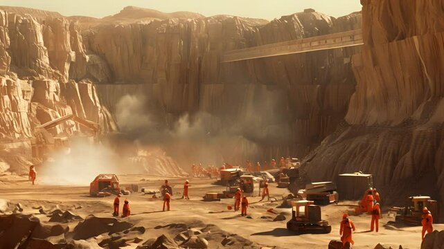 A futuristic vision of  planet mining
