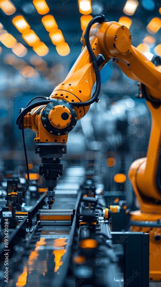 Aufkleber high tech industrial robot arm working on efficient assembly line production