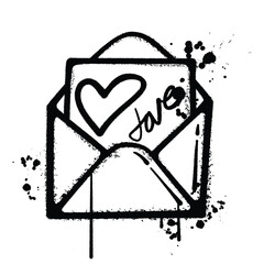 Vector graffiti spray love massage isolated on white background