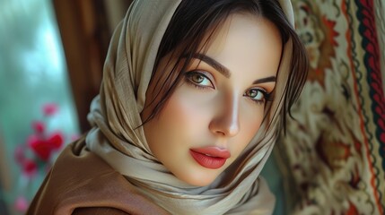 Fototapeta premium Trendy Oriental Woman Taking Self-Portrait