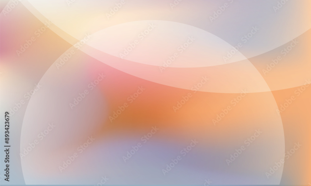 Poster Abstract pastel color gradient background with circle and curved shapes.