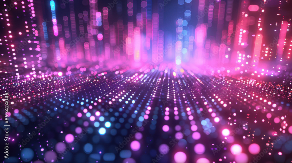 Poster colorful abstract image with pink and purple light patterns, creating a futuristic and vibrant digit