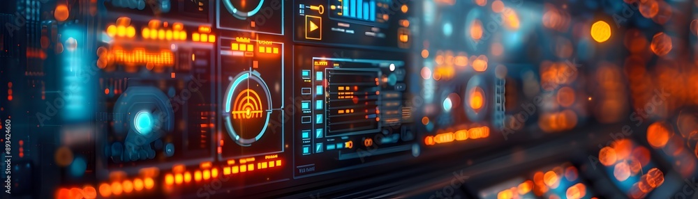 Poster futuristic smart grid control center with real time energy management optimization