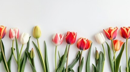 Spring Tulips on White for Easter and Women's Day