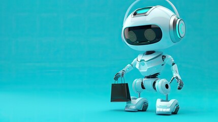 Naklejka premium A small modern robot. Selective focus