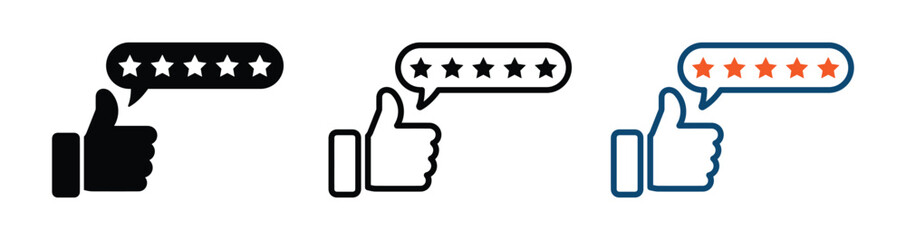 Customer product rating with five stars vector icon designs