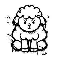 Vector graffiti spray baby sheep isolated on white background