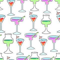 seamless pattern with cocktails. Design for backgrounds, textile, fabric, print, wallpaper, wrapping