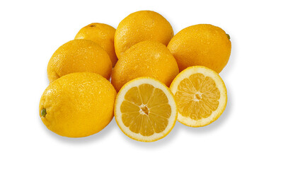 Fresh Lemons White Background