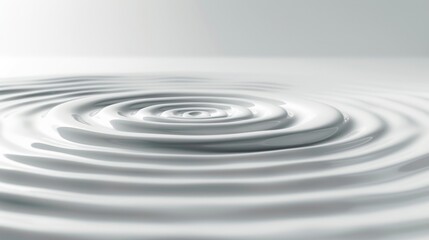 White tones, centered composition, circular lines forming the shape of a sound wave or water ripple, spreading out from the middle of the picture, against a pure white background