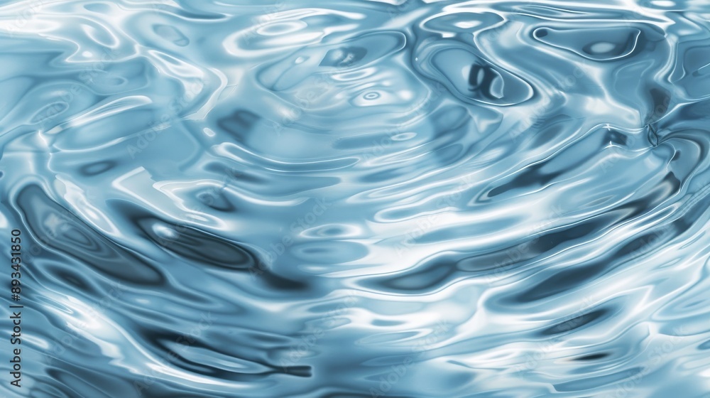 Poster an abstract representation of blue liquid flow, highlighting fluid dynamics and reflective textures 