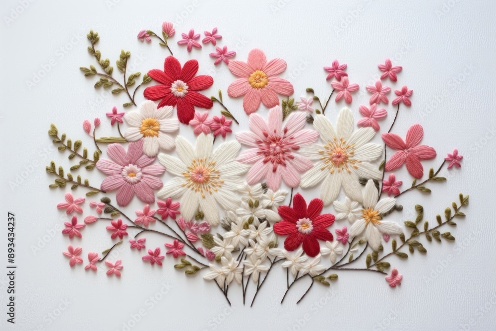 Wall mural embroidery needlework textile pattern.