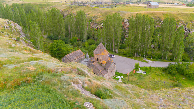 Vanevan Monastery.  located along a gorge south of the village of Artsvanist, southeast of Lake Sevan. Taken with a drone