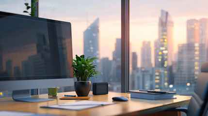 Fototapeta premium modern minimalist interior design office, business corporate workspace inspiration