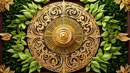 Cultural symbolism in decorative forms. A golden center among graceful leafy spirals: depth of perception and organic symmetry