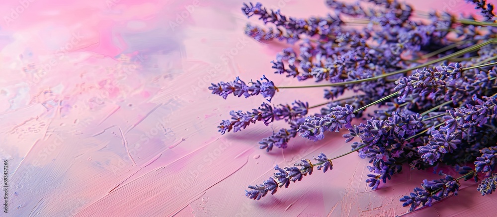 Poster a stunning bunch of fragrant lavender displayed against a pink and purple backdrop creating a holida